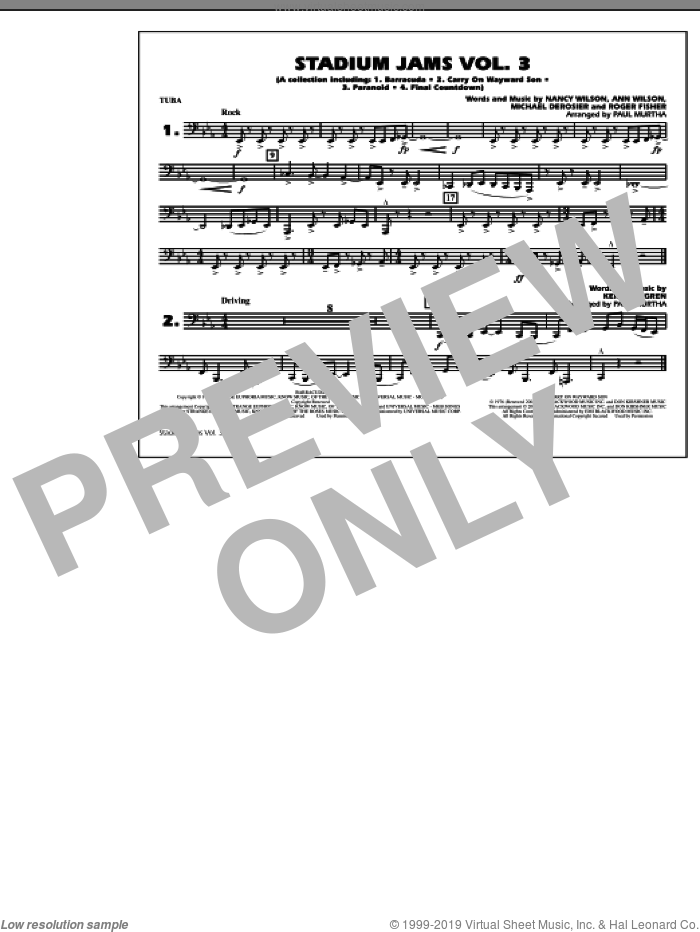 Stadium Jams, volume 3 sheet music for marching band (tuba) by Paul Murtha, intermediate skill level