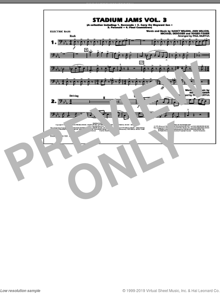 Stadium Jams, volume 3 sheet music for marching band (electric bass) by Paul Murtha, intermediate skill level