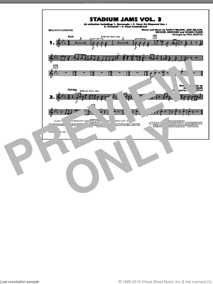 Stadium Jams, volume 3 sheet music for marching band (bells/xylophone) by Paul Murtha, intermediate skill level