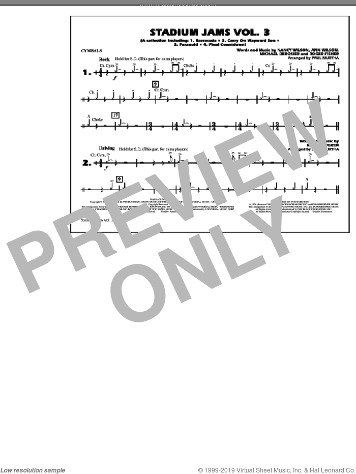 Stadium Jams, volume 3 sheet music for marching band (cymbals) by Paul Murtha, intermediate skill level