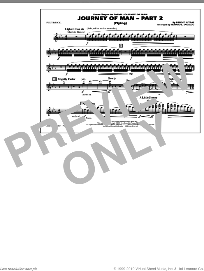 Journey of Man, part 2 (flying) sheet music for marching band (flute/piccolo) by Richard L. Saucedo and Benoit Jutras, intermediate skill level
