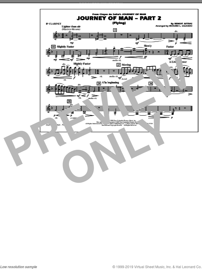 Journey of Man, part 2 (flying) sheet music for marching band (Bb clarinet) by Benoit Jutras and Richard L. Saucedo, intermediate skill level