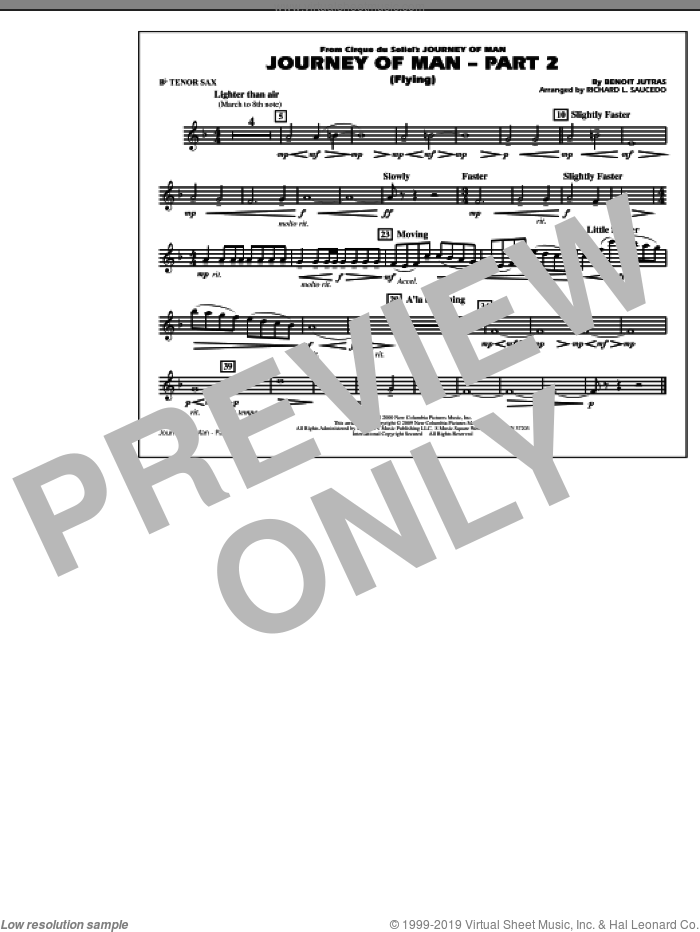 Journey of Man, part 2 (flying) sheet music for marching band (Bb tenor sax) by Benoit Jutras and Richard L. Saucedo, intermediate skill level