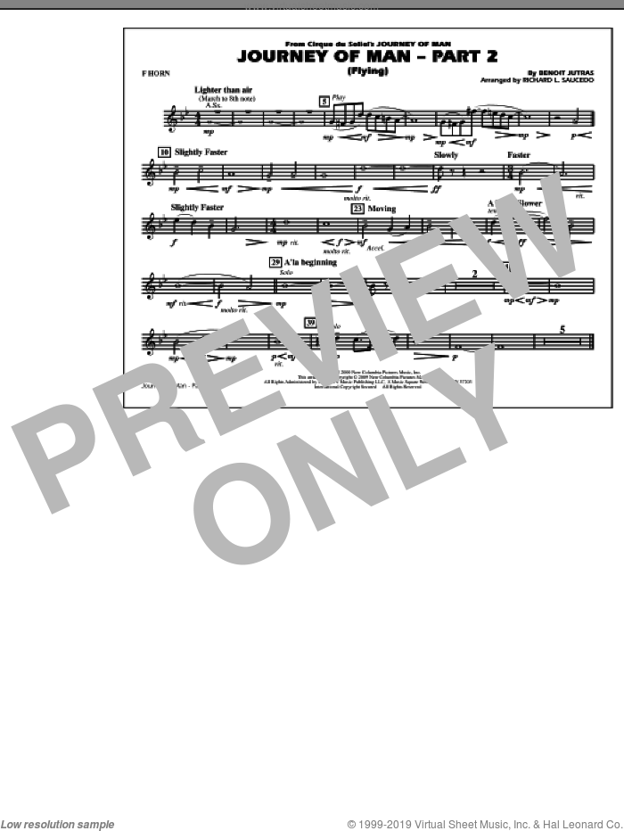 Journey of Man, part 2 (flying) sheet music for marching band (f horn) by Richard L. Saucedo and Benoit Jutras, intermediate skill level