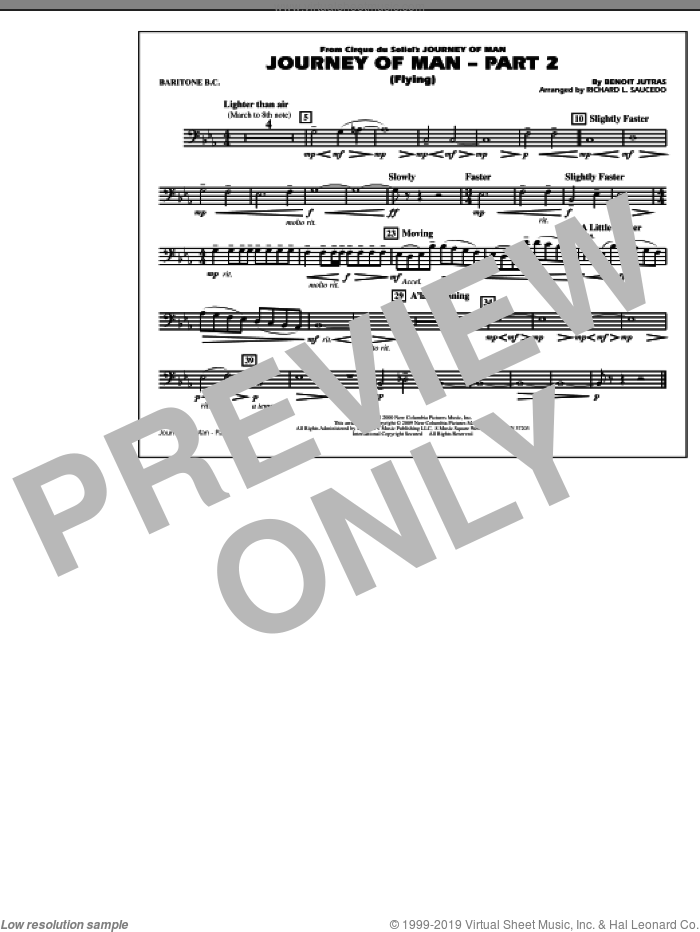 Journey of Man, part 2 (flying) sheet music for marching band (baritone b.c.) by Richard L. Saucedo and Benoit Jutras, intermediate skill level