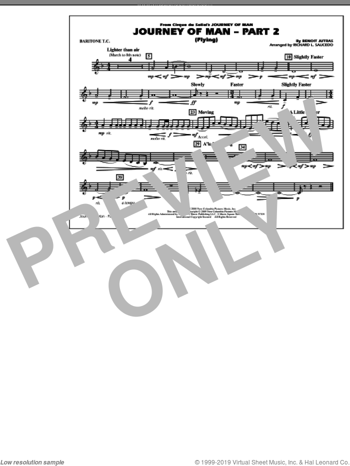 Journey of Man, part 2 (flying) sheet music for marching band (baritone t.c.) by Benoit Jutras and Richard L. Saucedo, intermediate skill level