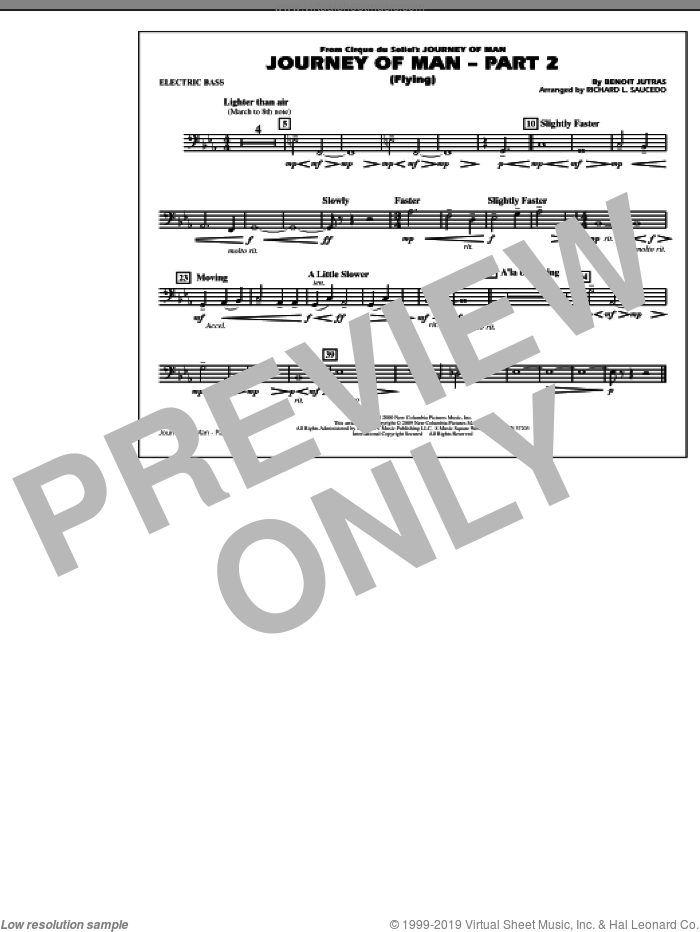 Journey of Man, part 2 (flying) sheet music for marching band (electric bass) by Richard L. Saucedo and Benoit Jutras, intermediate skill level