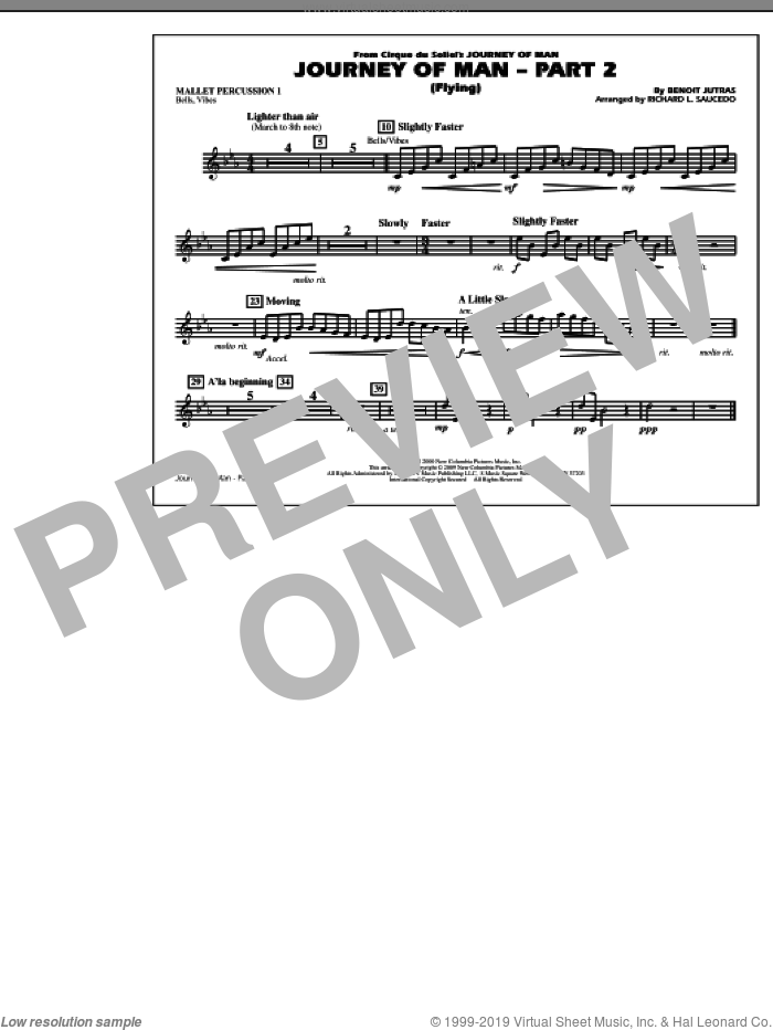 Journey of Man, part 2 (flying) sheet music for marching band (mallet percussion 1) by Richard L. Saucedo and Benoit Jutras, intermediate skill level