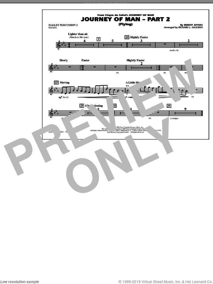 Journey of Man, part 2 (flying) sheet music for marching band (mallet percussion 2) by Benoit Jutras and Richard L. Saucedo, intermediate skill level