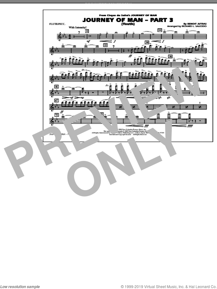 Journey of Man, part 3 (youth) sheet music for marching band (flute/piccolo) by Richard L. Saucedo and Benoit Jutras, intermediate skill level