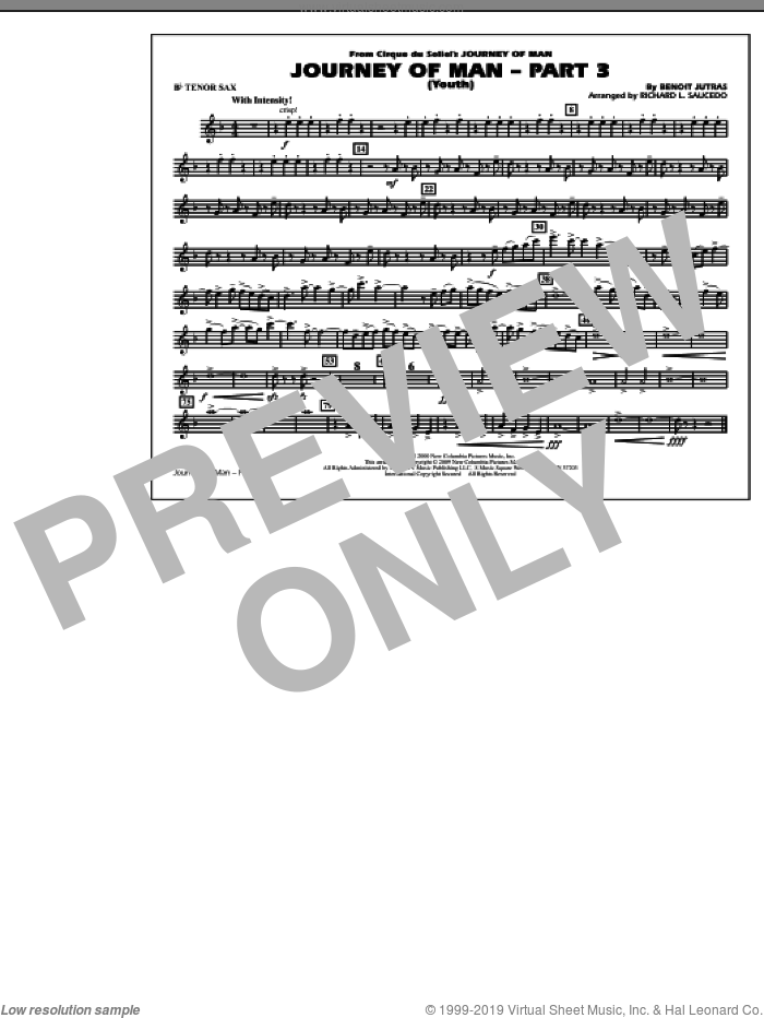Journey of Man, part 3 (youth) sheet music for marching band (Bb tenor sax) by Benoit Jutras and Richard L. Saucedo, intermediate skill level