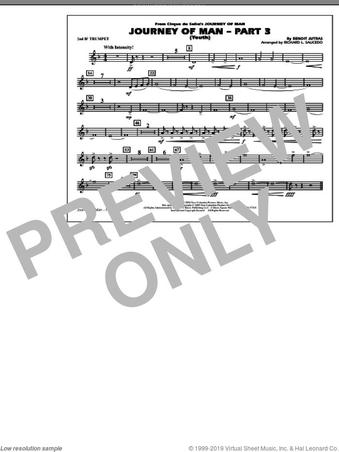 Journey of Man, part 3 (youth) sheet music for marching band (2nd Bb trumpet) by Richard L. Saucedo and Benoit Jutras, intermediate skill level