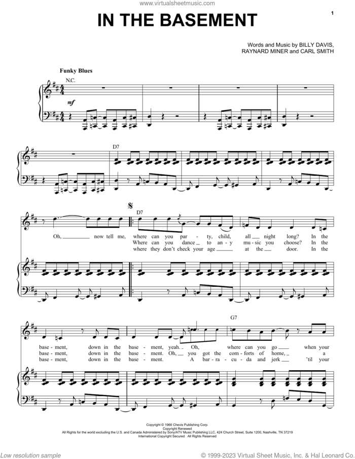 In The Basement sheet music for voice and piano by Etta James, Billy Davis, Carl Smith and Raynard Miner, intermediate skill level