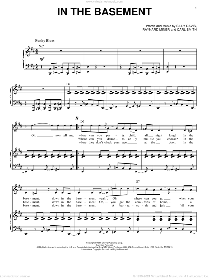 In The Basement sheet music for voice and piano by Etta James, Billy Davis, Carl Smith and Raynard Miner, intermediate skill level