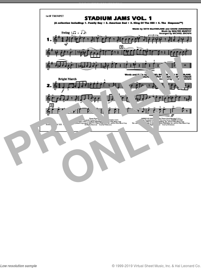 Stadium Jams, vol. 1 sheet music for marching band (1st Bb trumpet) by Michael Brown, intermediate skill level