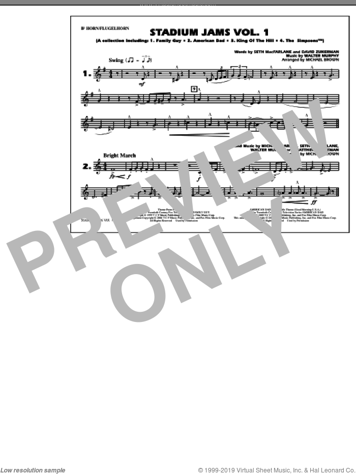 Stadium Jams, vol. 1 sheet music for marching band (Bb horn/flugelhorn) by Michael Brown, intermediate skill level