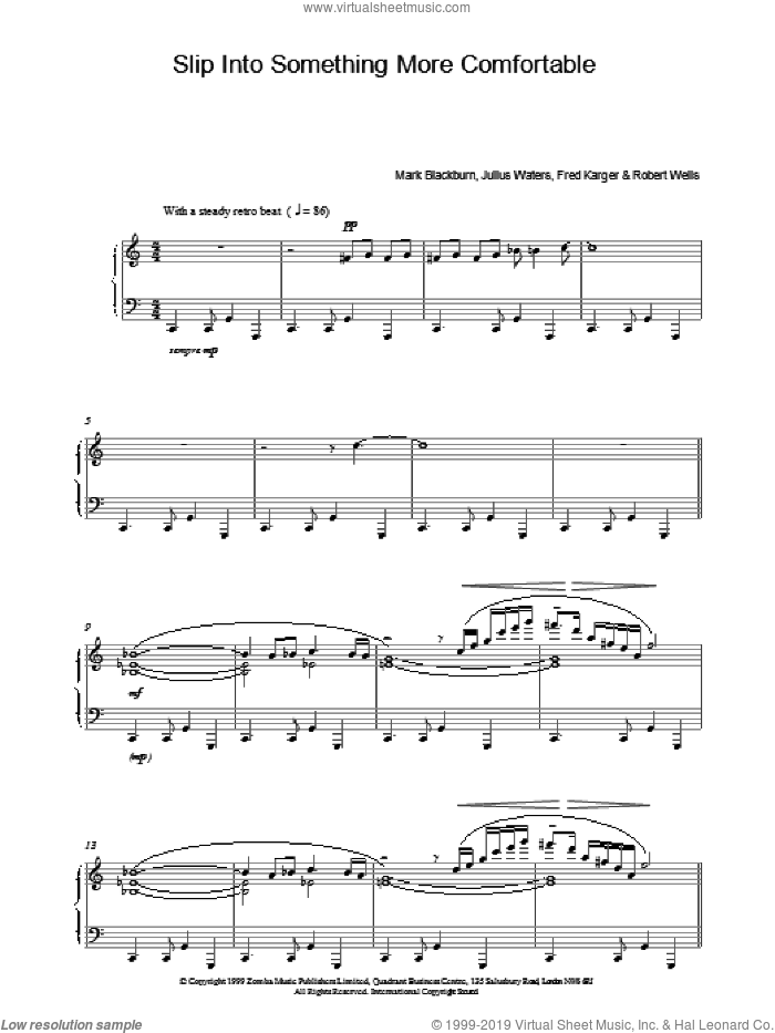 Slip Into Something More Comfortable sheet music for piano solo, intermediate skill level