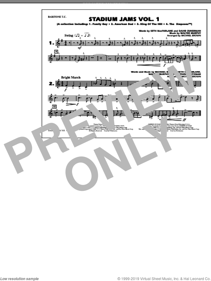 Stadium Jams, vol. 1 sheet music for marching band (baritone t.c.) by Michael Brown, intermediate skill level