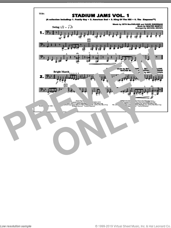 Stadium Jams, vol. 1 sheet music for marching band (tuba) by Michael Brown, intermediate skill level