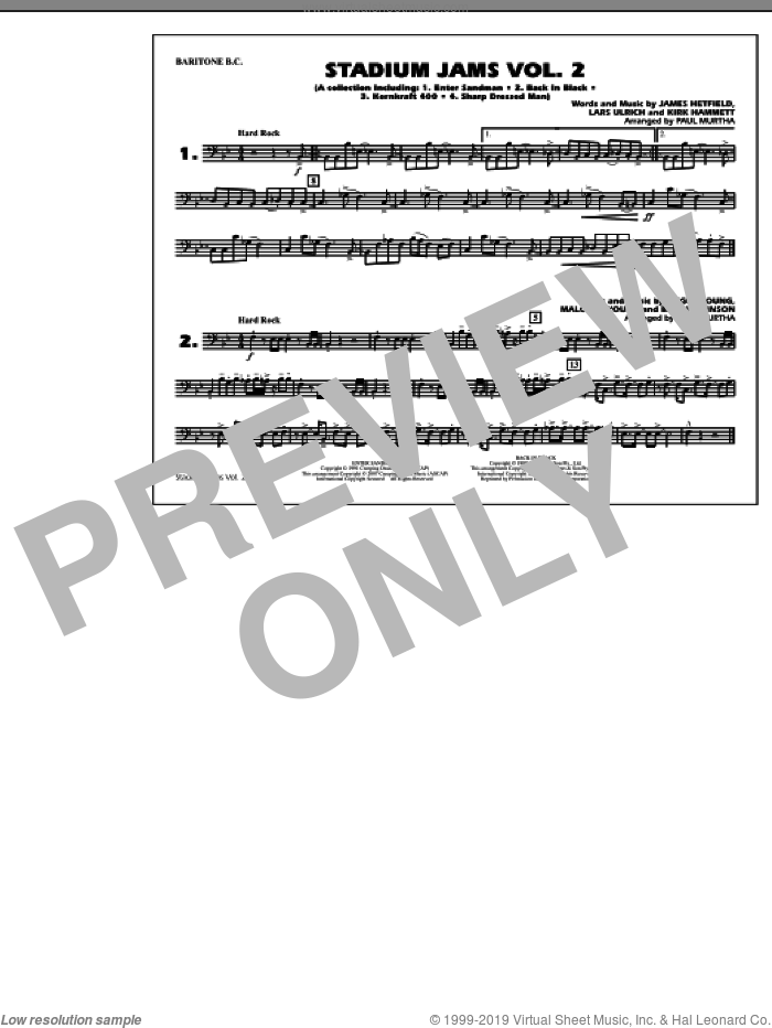 Stadium Jams, vol. 2 sheet music for marching band (baritone b.c.) by Paul Murtha, intermediate skill level