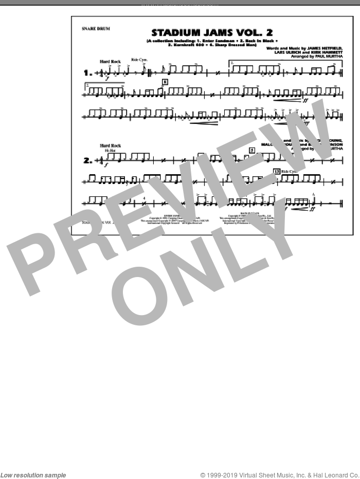 Stadium Jams, vol. 2 sheet music for marching band (snare drum) by Paul Murtha, intermediate skill level