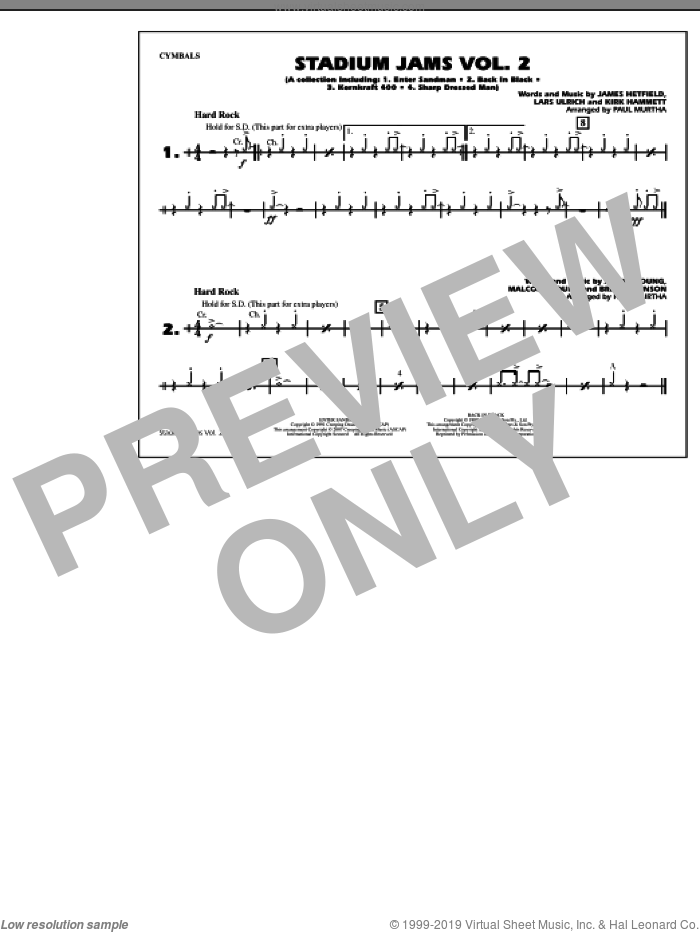 Stadium Jams, vol. 2 sheet music for marching band (cymbals) by Paul Murtha, intermediate skill level