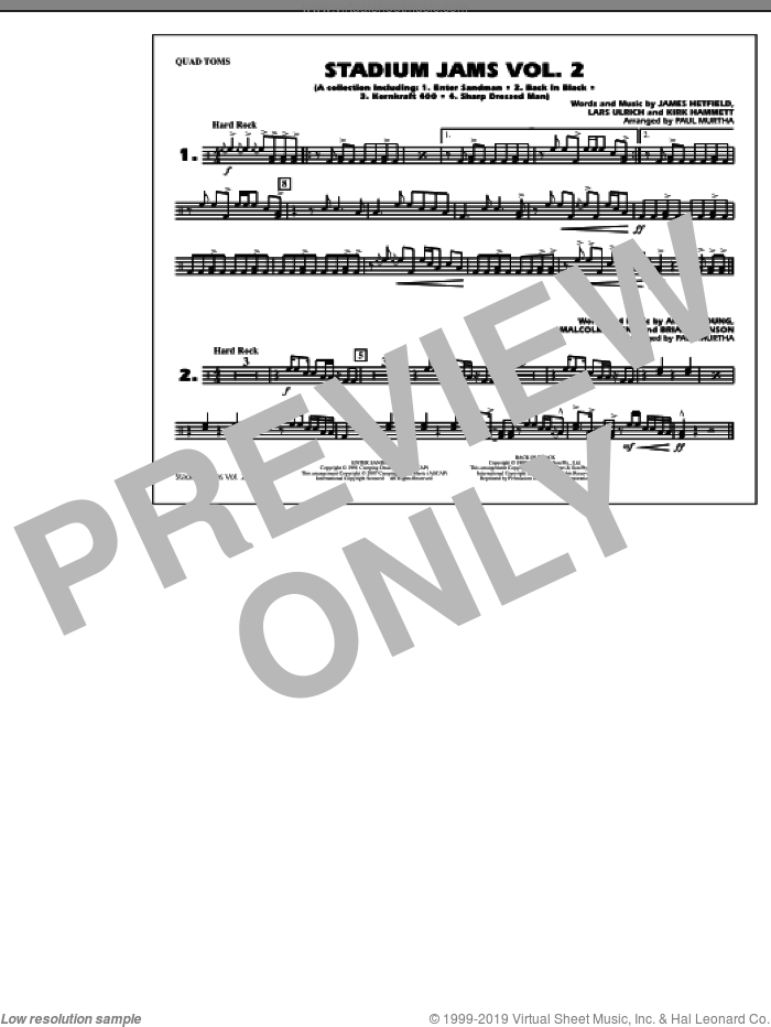 Stadium Jams, vol. 2 sheet music for marching band (quad toms) by Paul Murtha, intermediate skill level