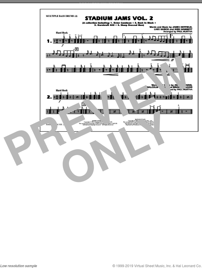 Stadium Jams, vol. 2 sheet music for marching band (multiple bass drums) by Paul Murtha, intermediate skill level