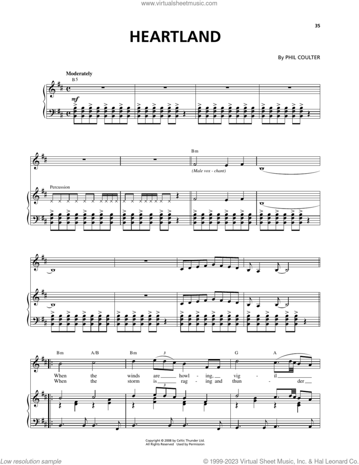 Heartland sheet music for voice and piano by Celtic Thunder and Phil Coulter, intermediate skill level