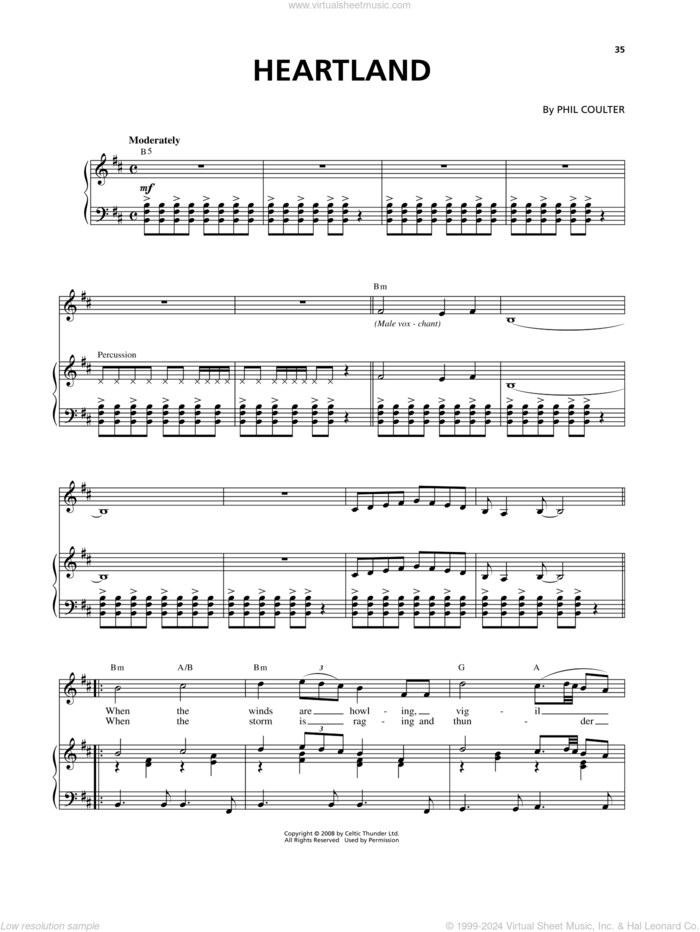 Heartland sheet music for voice and piano by Celtic Thunder and Phil Coulter, intermediate skill level