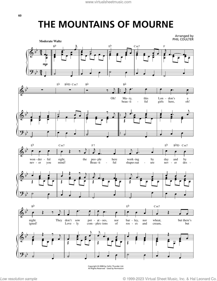 The Mountains Of Mourne sheet music for voice and piano by Celtic Thunder and Phil Coulter, intermediate skill level