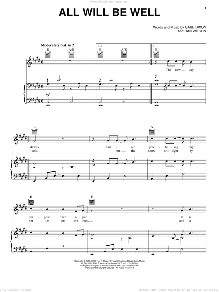 Band - All Will Be Well sheet music for voice, piano or guitar