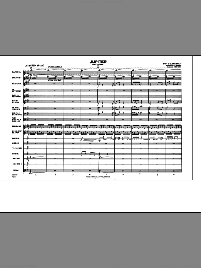 Jupiter (from 'The Planets') (COMPLETE) sheet music for marching band by Jay Bocook, Barry Reese and Gustav Holst, classical score, intermediate skill level