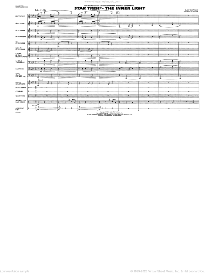 Star Trek, the inner light sheet music for marching band (full score) by Jay Chattaway and Jay Bocook, intermediate skill level