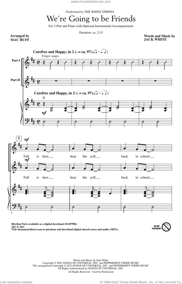 We're Going To Be Friends (arr. Mac Huff) sheet music for choir (2-Part) by The White Stripes, Mac Huff and Jack White, intermediate duet