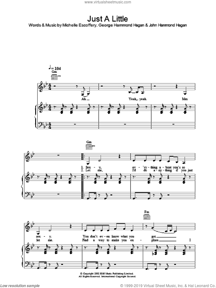 Just A Little sheet music for voice, piano or guitar by Liberty X, intermediate skill level