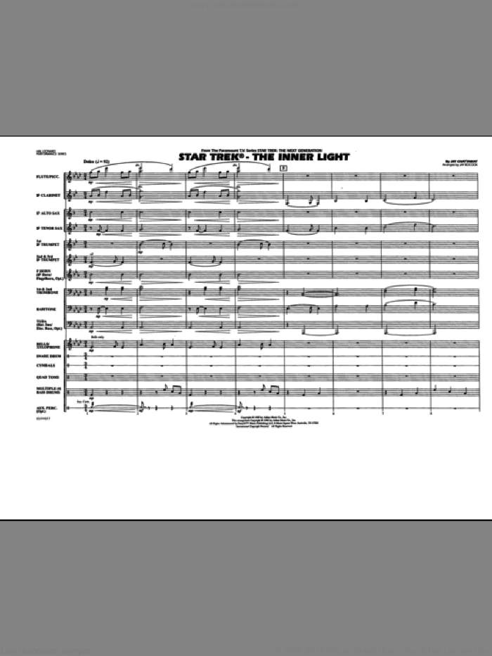 Star Trek - The Inner Light (COMPLETE) sheet music for marching band by Jay Bocook and Jay Chattaway, intermediate skill level
