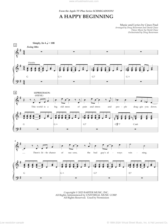 Happy Beginning (from Schmigadoon! Season 2) sheet music for voice and piano by Cinco Paul, intermediate skill level