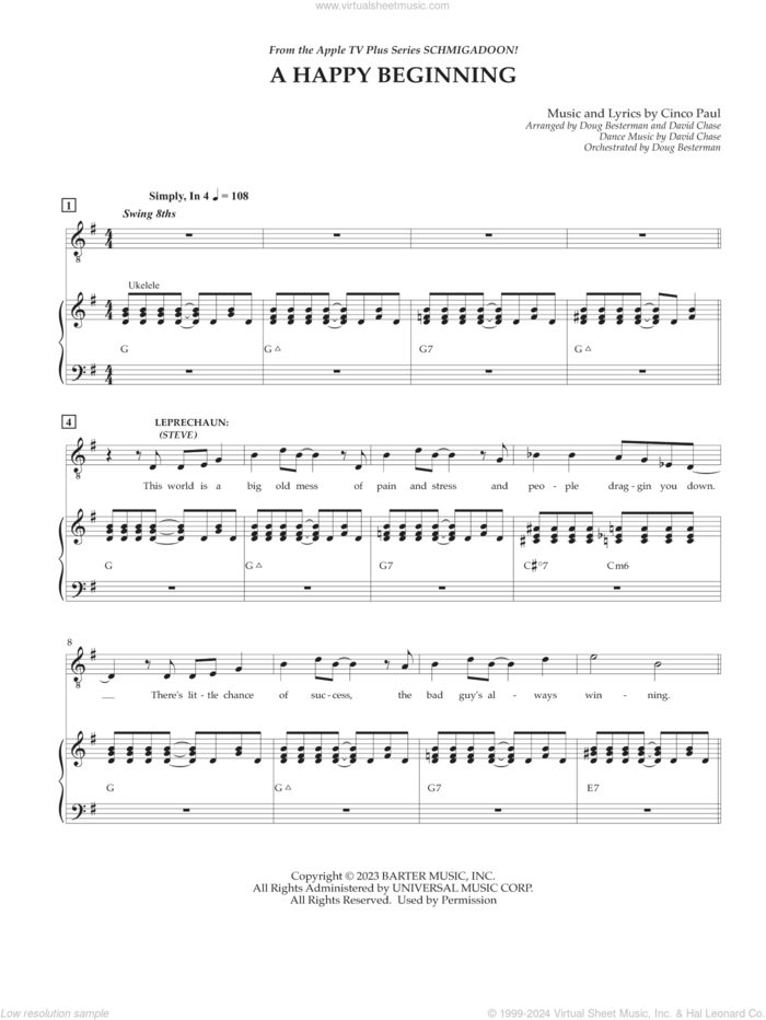 Happy Beginning (from Schmigadoon! Season 2) sheet music for voice and piano by Cinco Paul, intermediate skill level