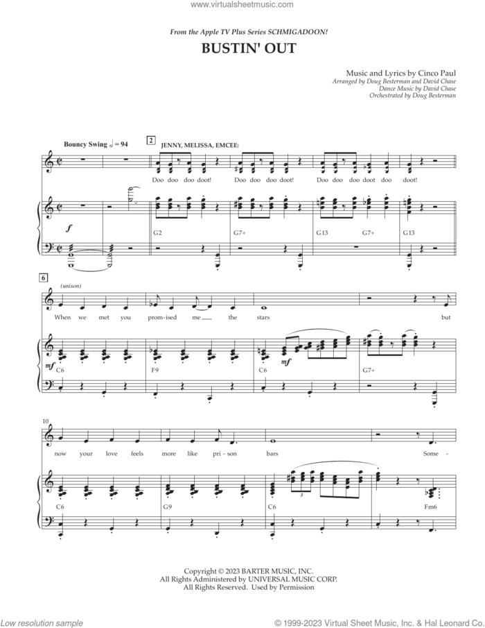 Bustin' Out (from Schmigadoon! Season 2) sheet music for voice and piano by Cinco Paul, intermediate skill level