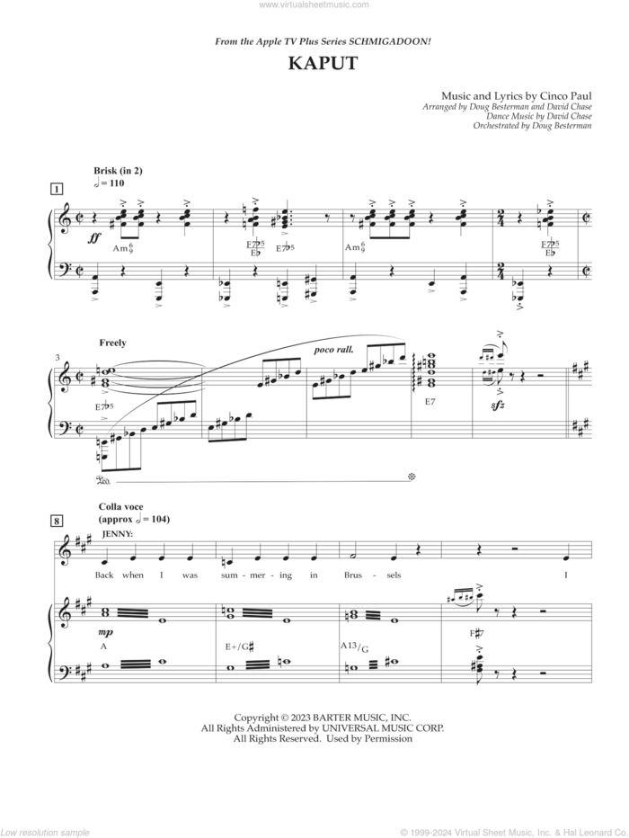 Kaput (from Schmigadoon! Season 2) sheet music for voice and piano by Cinco Paul, intermediate skill level