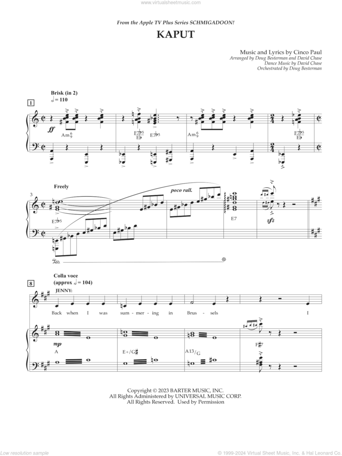 Kaput (from Schmigadoon! Season 2) sheet music for voice and piano by Cinco Paul, intermediate skill level