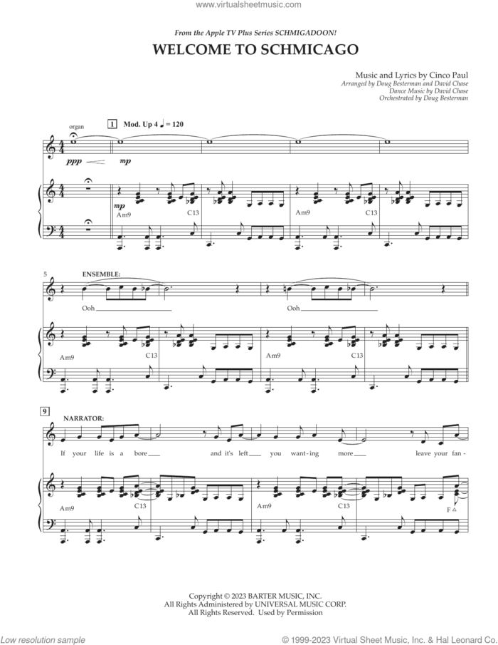 Welcome To Schmicago (from Schmigadoon! Season 2) sheet music for voice and piano by Cinco Paul, intermediate skill level