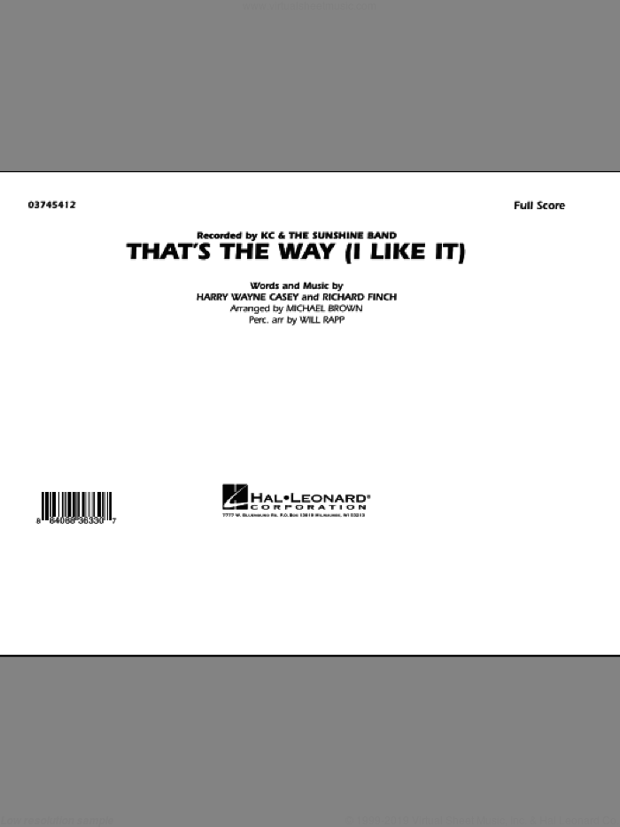 That's the Way (I Like It) (COMPLETE) sheet music for marching band by Michael Brown, Harry Wayne Casey, KC & The Sunshine Band, Richard Finch and Will Rapp, intermediate skill level