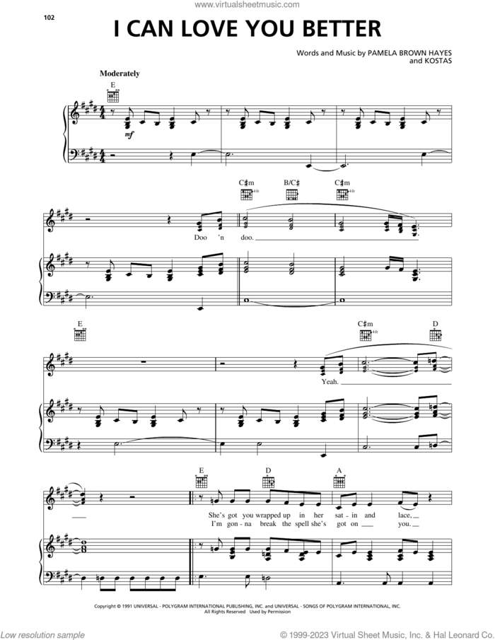 I Can Love You Better sheet music for voice, piano or guitar by The Chicks, Kostas and Pamela Brown Hayes, intermediate skill level