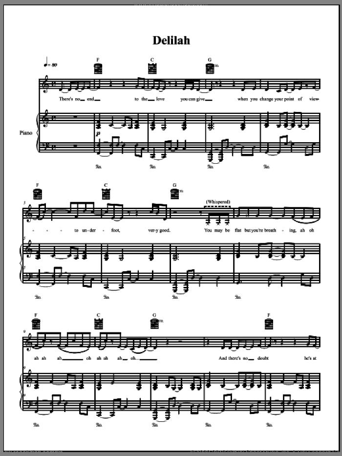 Delilah sheet music for voice, piano or guitar by The Dresden Dolls and Amanda Palmer, intermediate skill level