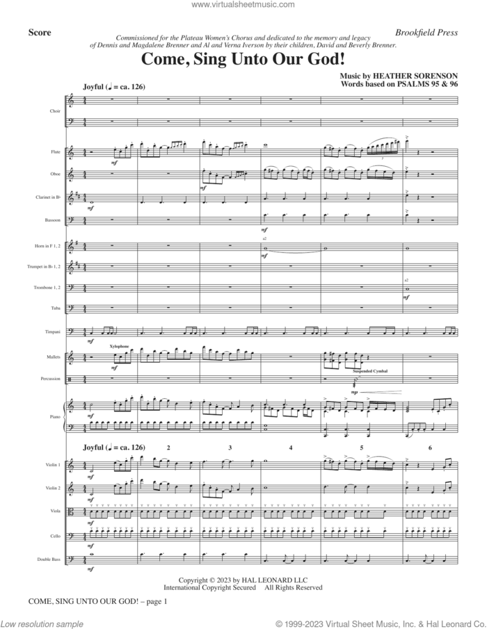 Come, Sing Unto Our God! (COMPLETE) sheet music for orchestra/band (Orchestra) by Heather Sorenson and Psalms 95 and 96, intermediate skill level