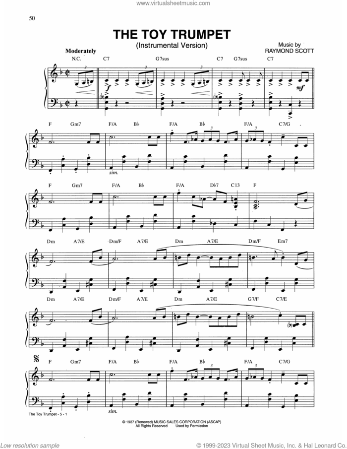 The Toy Trumpet sheet music for piano solo by Lew Pollack, Raymond Scott and Sidney Mitchell, intermediate skill level