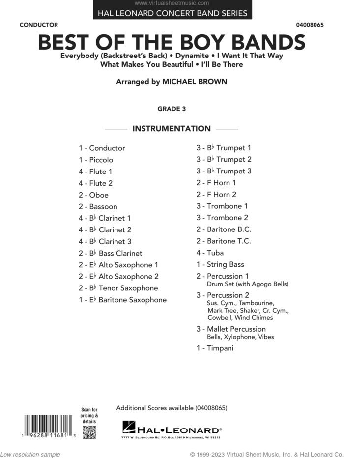 Best Of The Boy Bands (COMPLETE) sheet music for concert band by Michael Brown, Backstreet Boys, BTS, Jackson 5 and One Direction, intermediate skill level