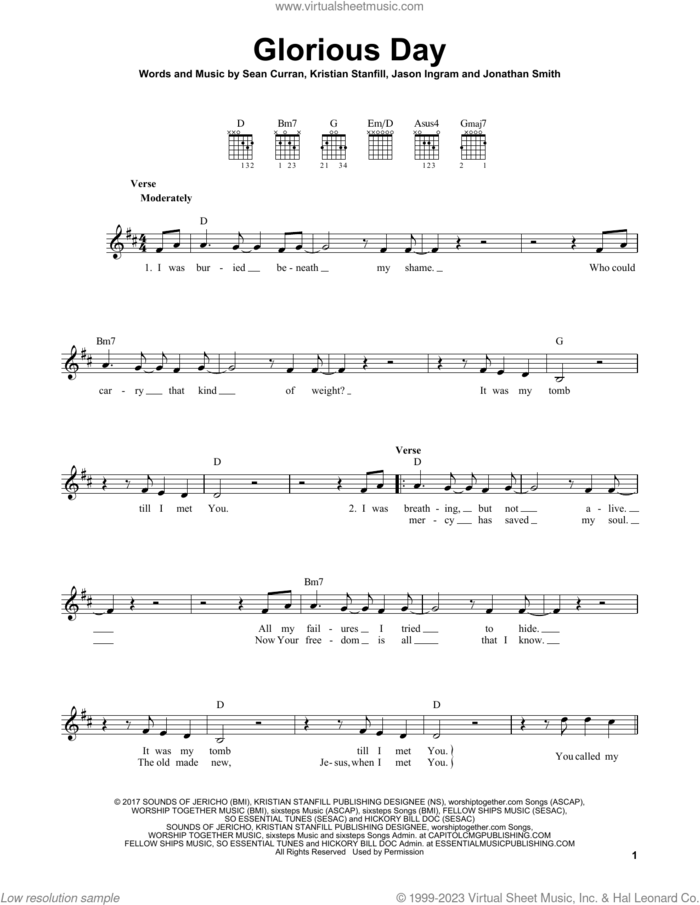 Glorious Day sheet music for guitar solo (chords) by Passion, Jason Ingram, Jonathan Smith, Kristian Stanfill and Sean Curran, easy guitar (chords)